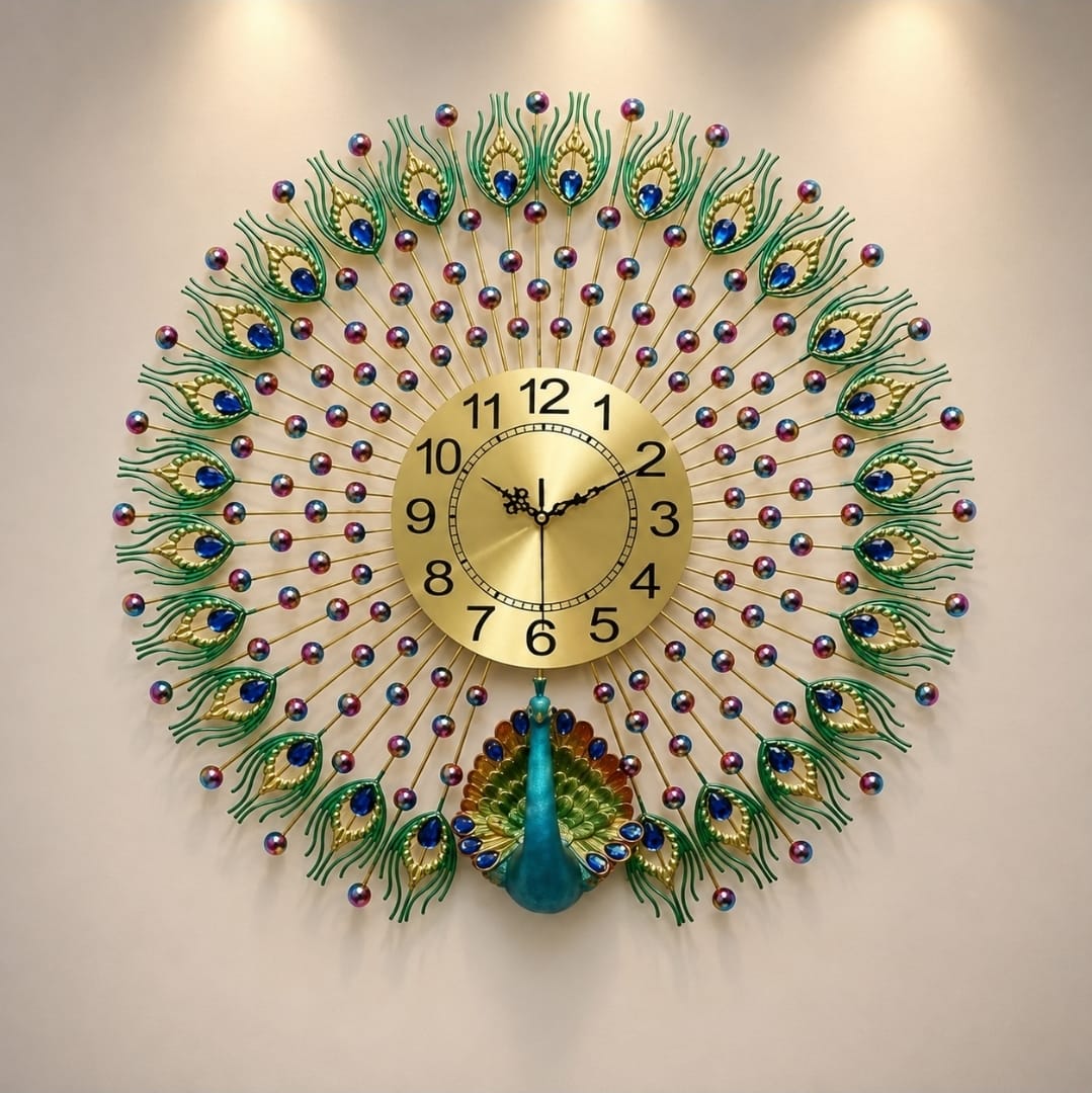 Peacock wall clock