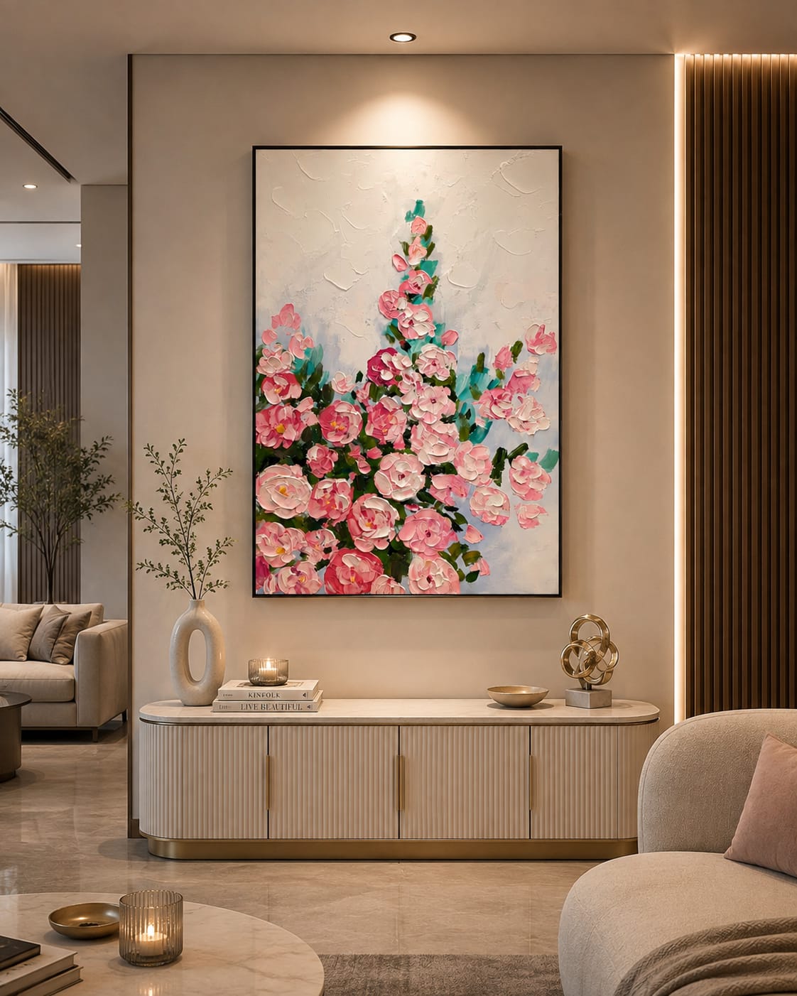 3D Handmade Ocean Waves Wall Painting with Metal Frame - Luxury Coastal Decor