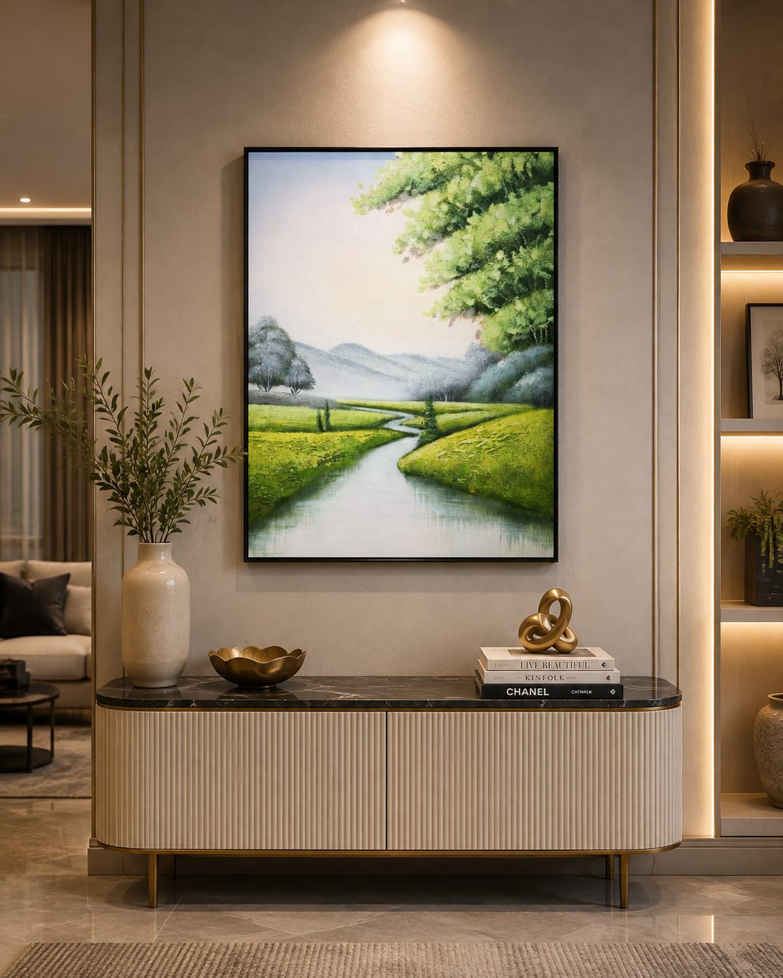 3D Handmade Abstract Palm Wall Painting with Metal Frame