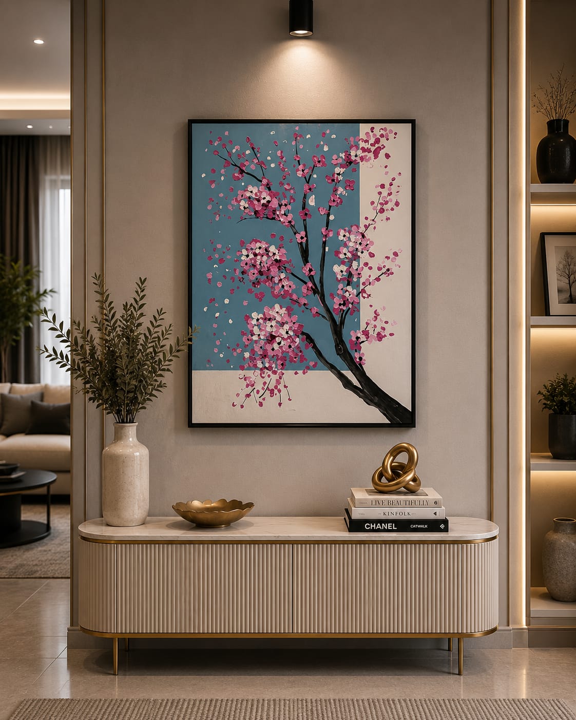3D Handmade Abstract Palm Wall Painting with Metal Frame