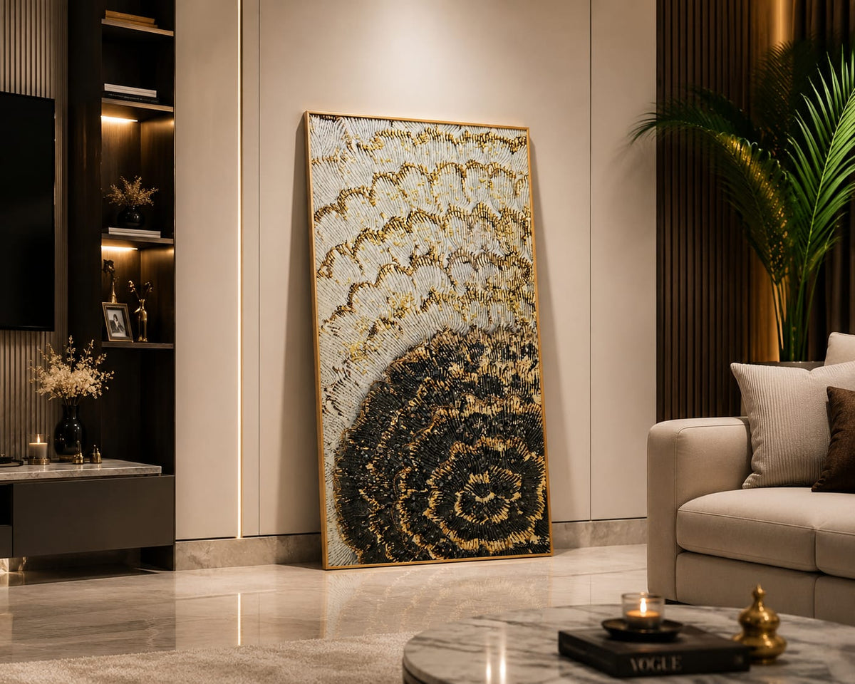 Crystal Glass Painting with Elegant Metal Frame
