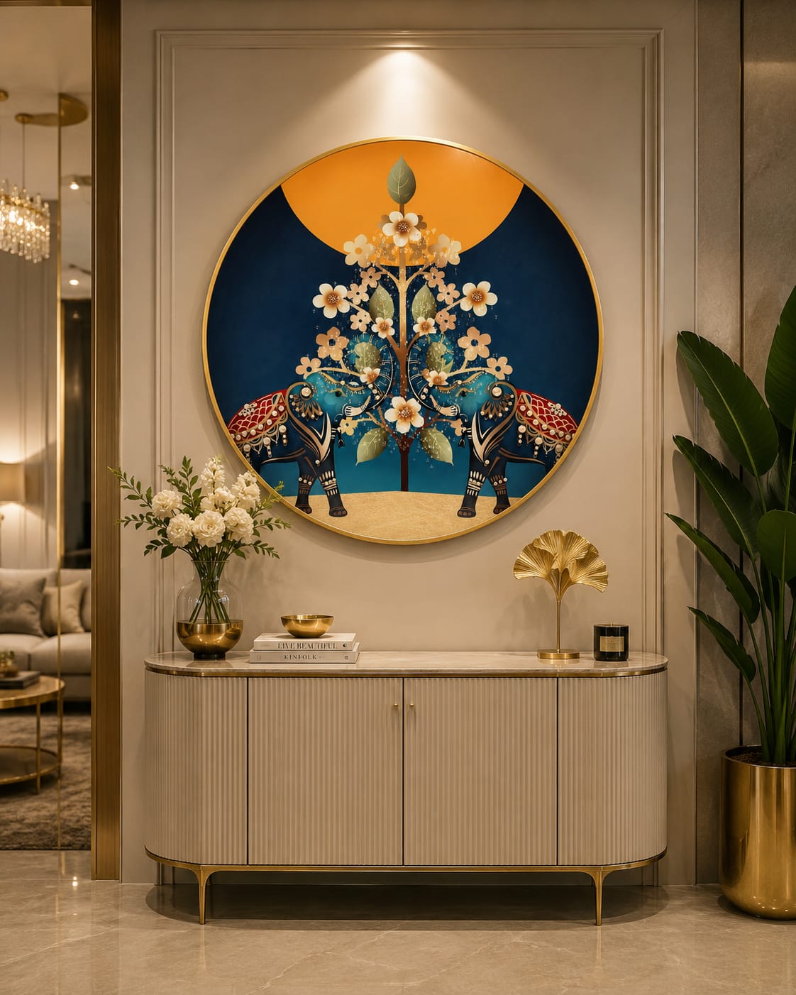 Luxury Crystal Glass Painting with Premium Metal Frame