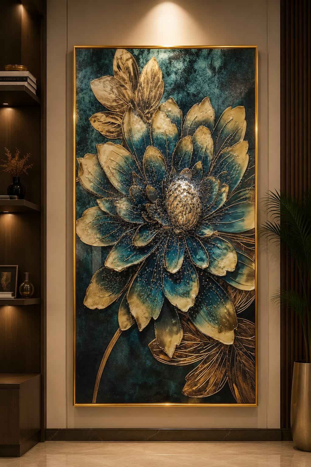 Luxury Crystal Glass Painting with Premium Metal Frame