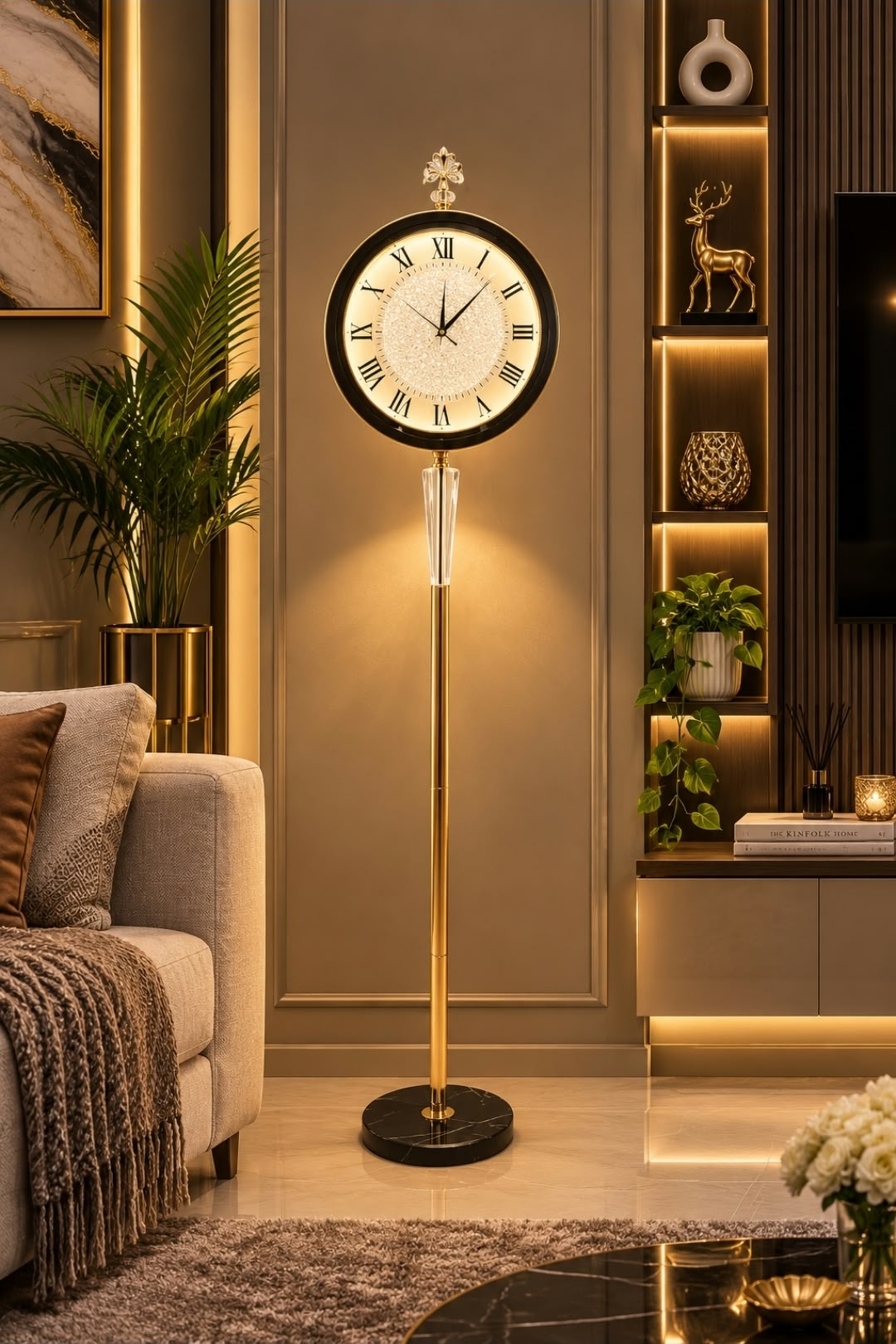 Luxury Floor Lamp with Decorative Clock
