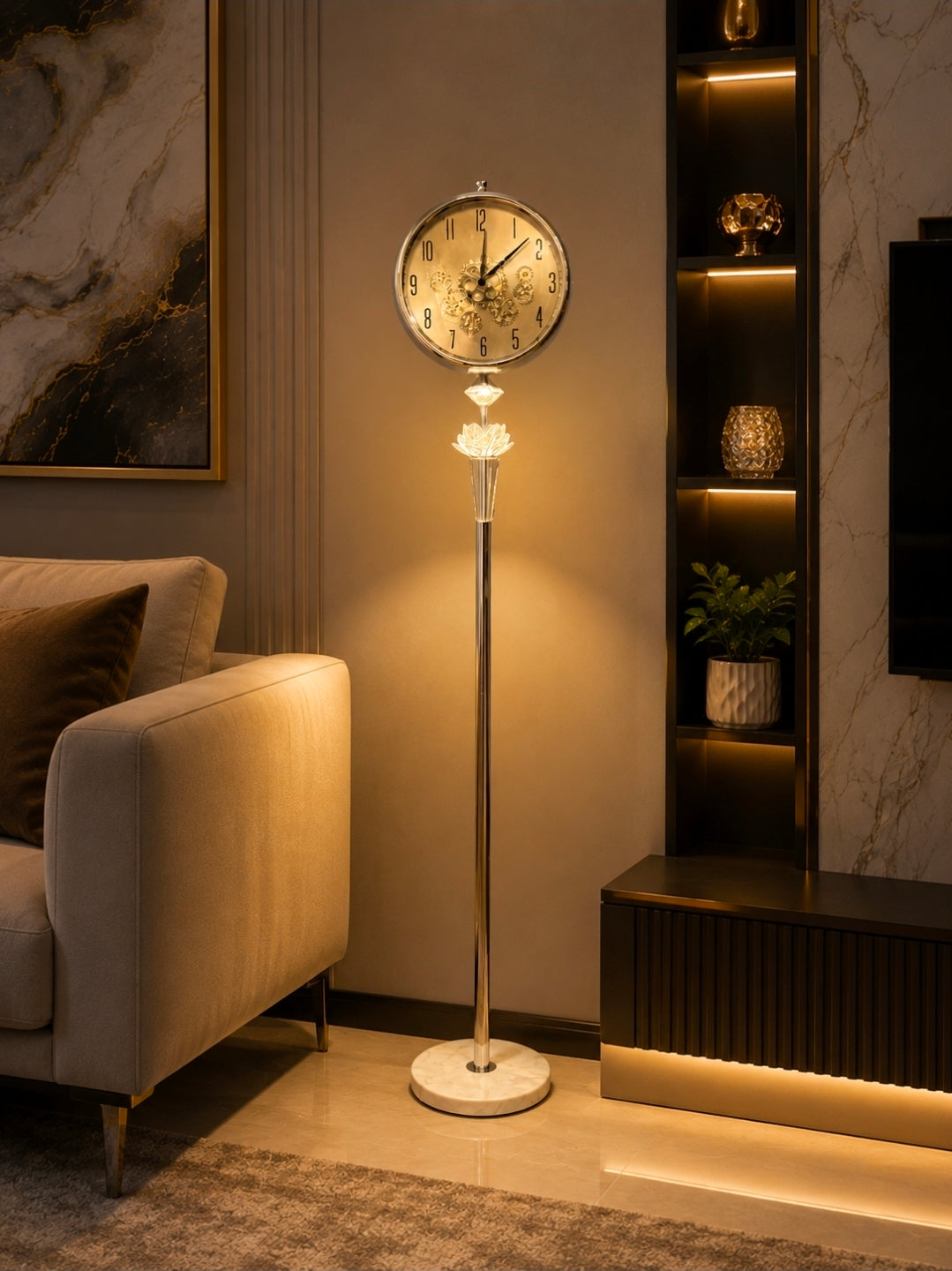 Luxury Floor Lamp with Decorative Clock