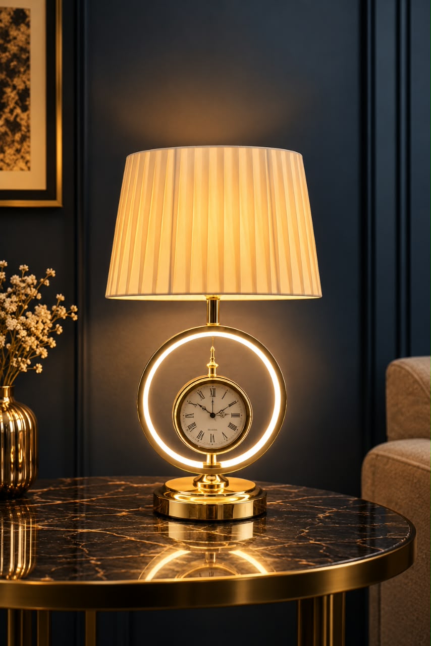 Luxury LED Table Lamp with Clock