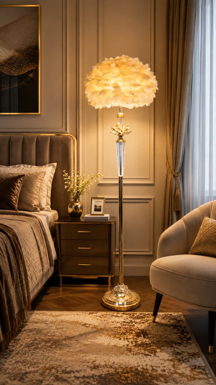 Luxury Floral Crystal Floor Lamp