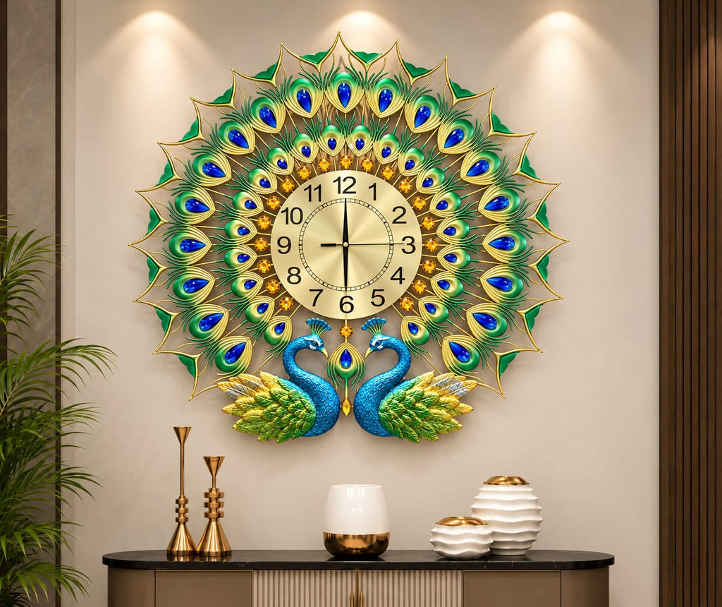 🦚 Imported Royal Peacock Wall Clock Premium Luxury Décor ✨