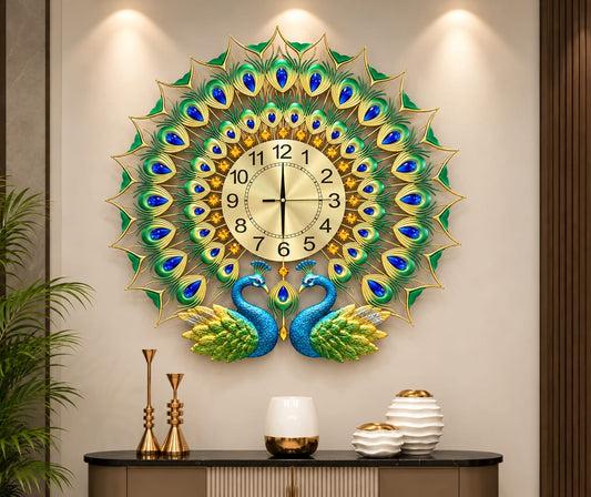 🦚 Imported Royal Peacock Wall Clock Premium Luxury Décor ✨