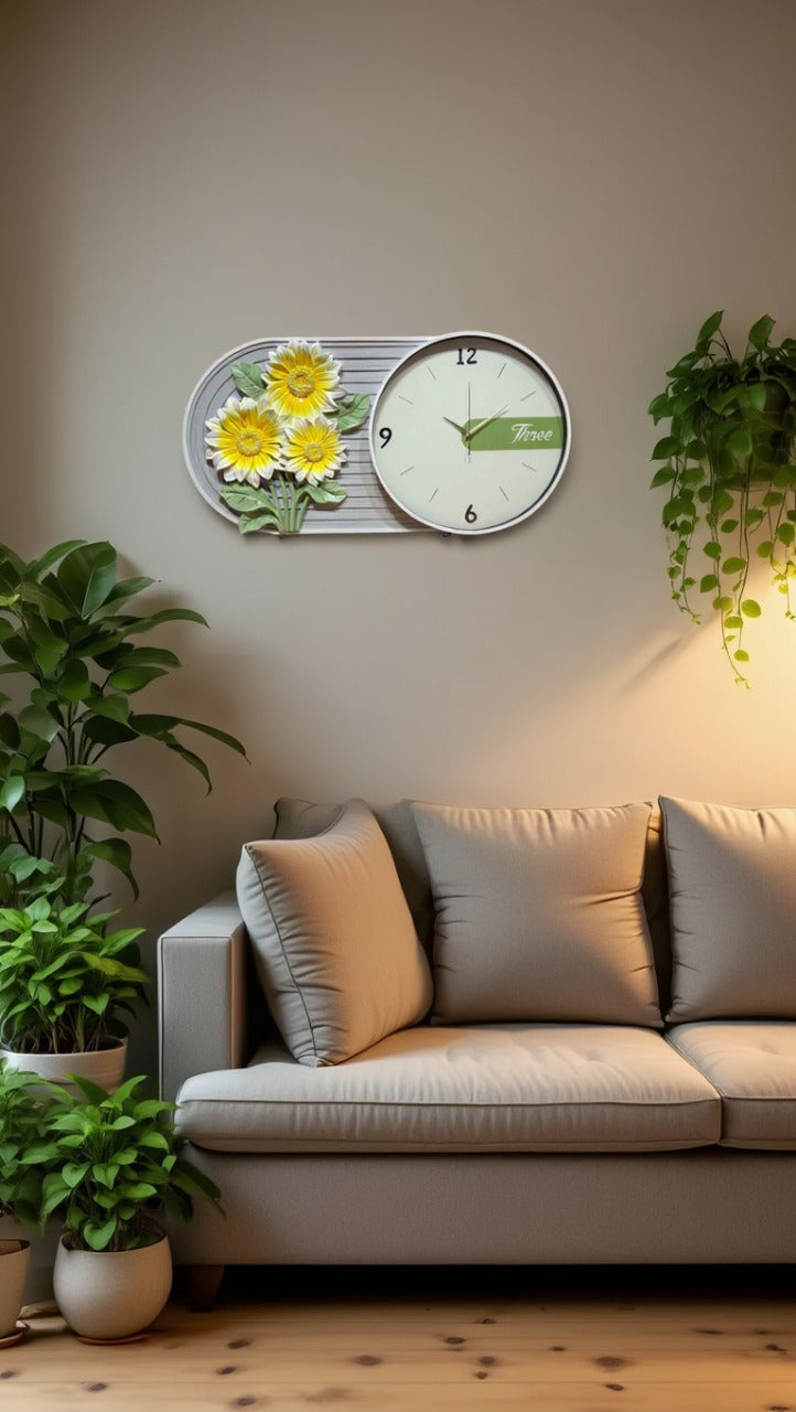 3d imported wall clock with metall framing