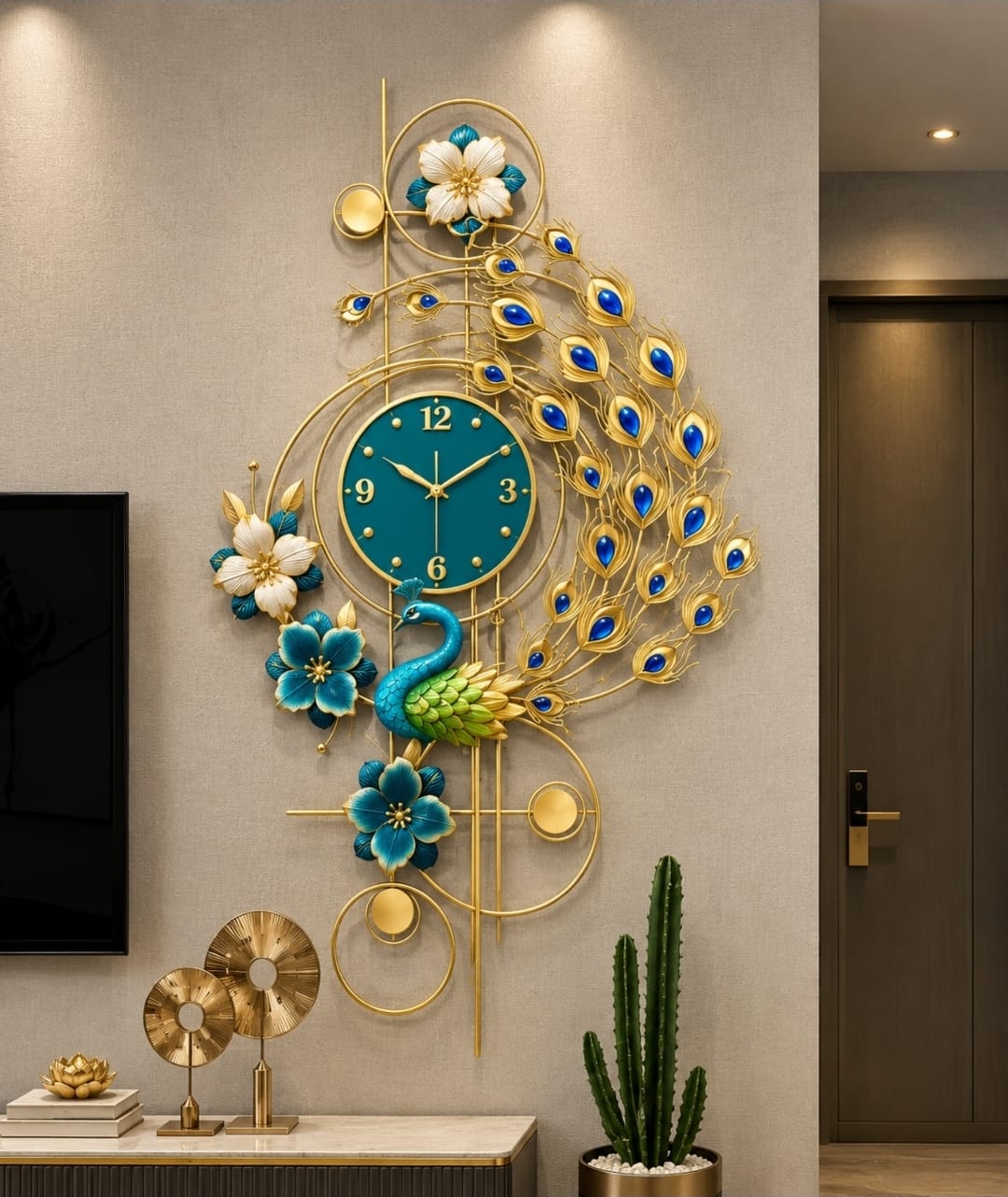 Peacock wall clock