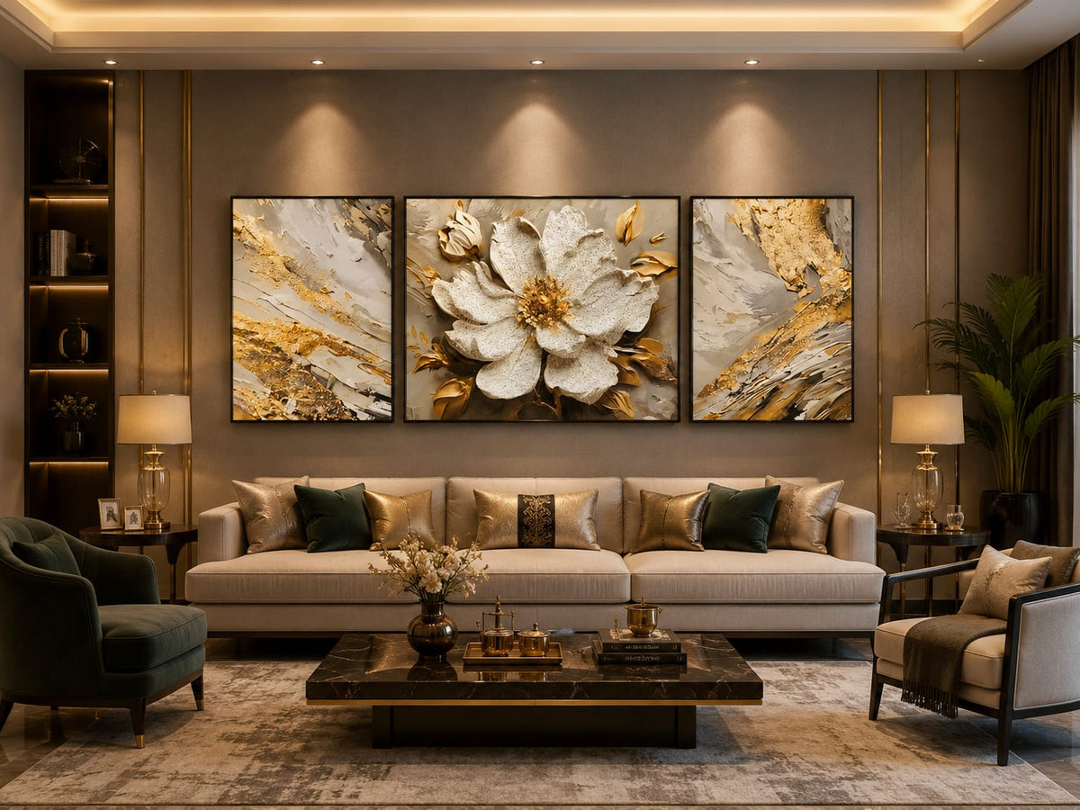 Crystal glass painting with metal frame