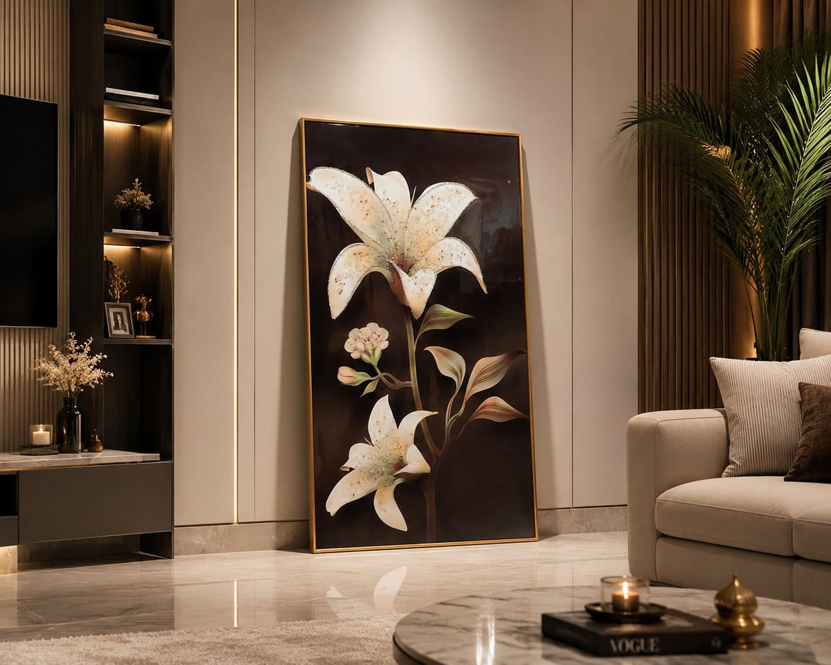 Crystal Glass Painting with Elegant Metal Frame