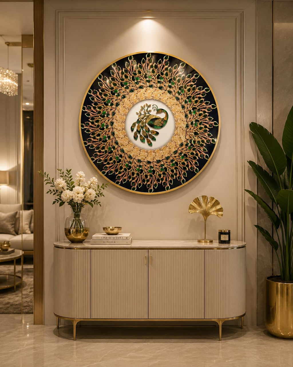 Luxury Crystal Glass Painting with Premium Metal Frame