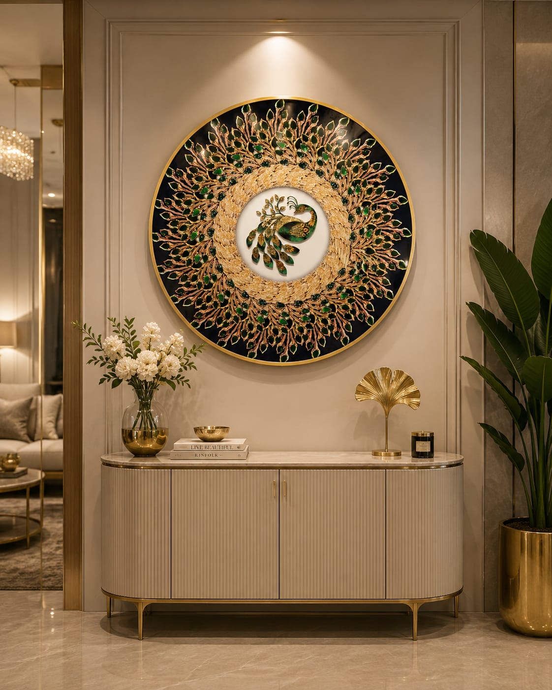 Luxury Crystal Glass Painting with Premium Metal Frame