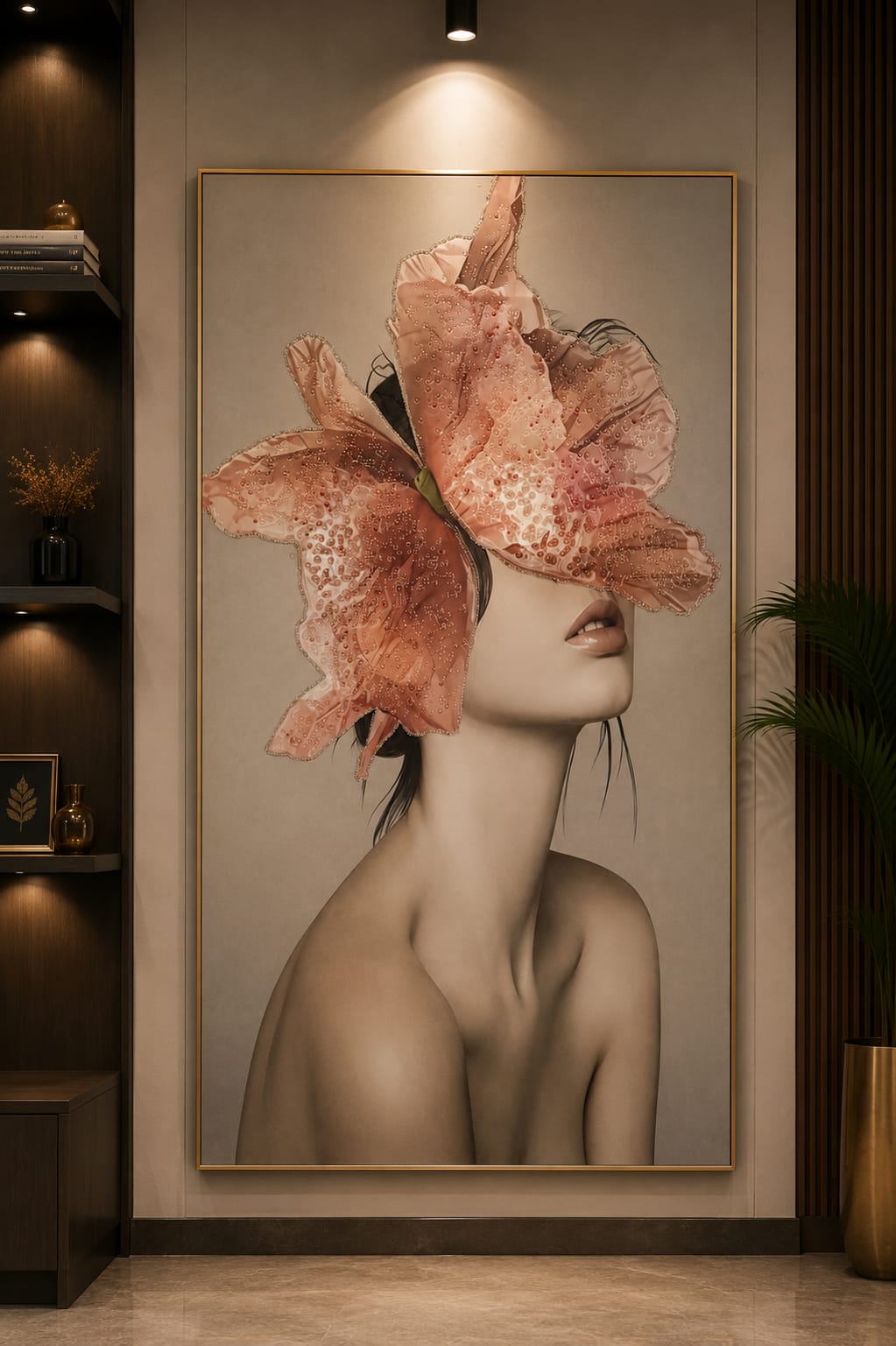 Luxury Crystal Glass Painting with Premium Metal Frame
