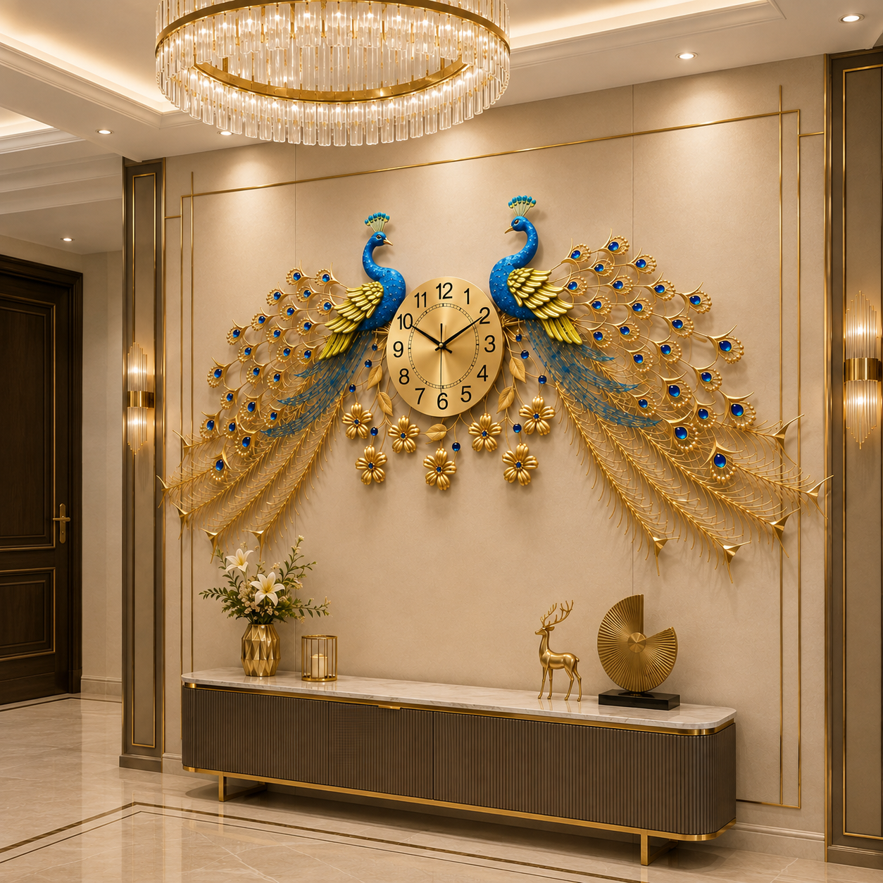 Peacock wall clock