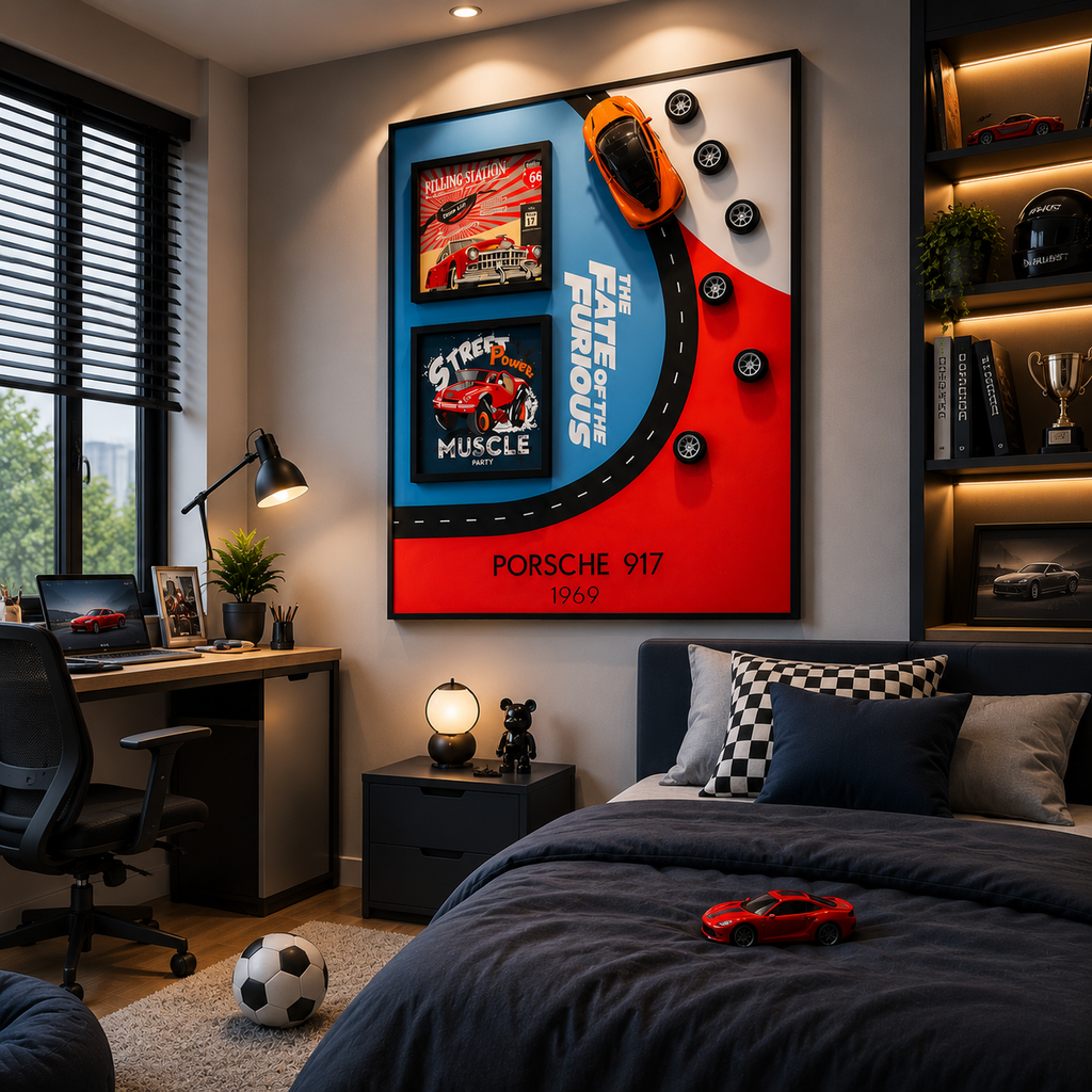 RC Racing Cars Premium Wall Painting – Porsche 917 Vintage Automotive Art (80×60 cm)