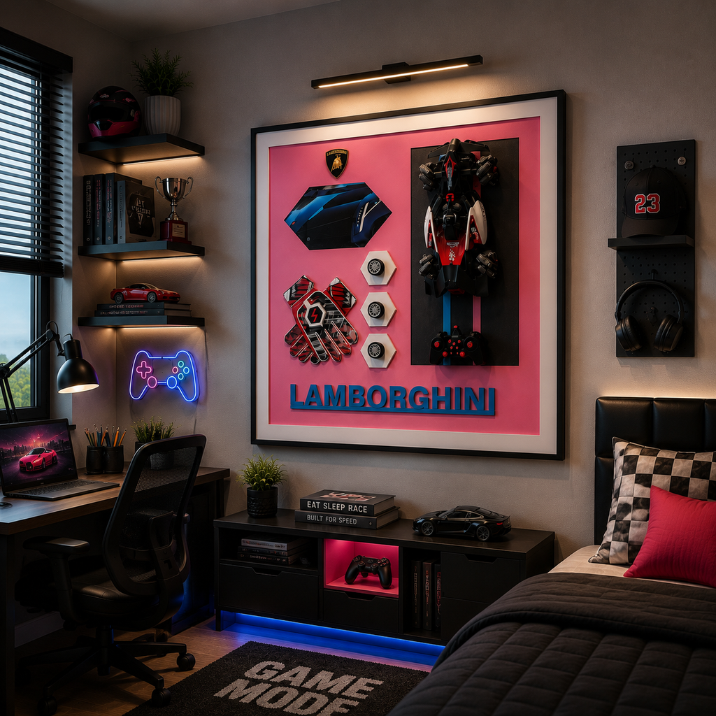 RC Racing Cars Premium Wall Painting – Lamborghini Supercar Gaming Edition (80×80 cm)