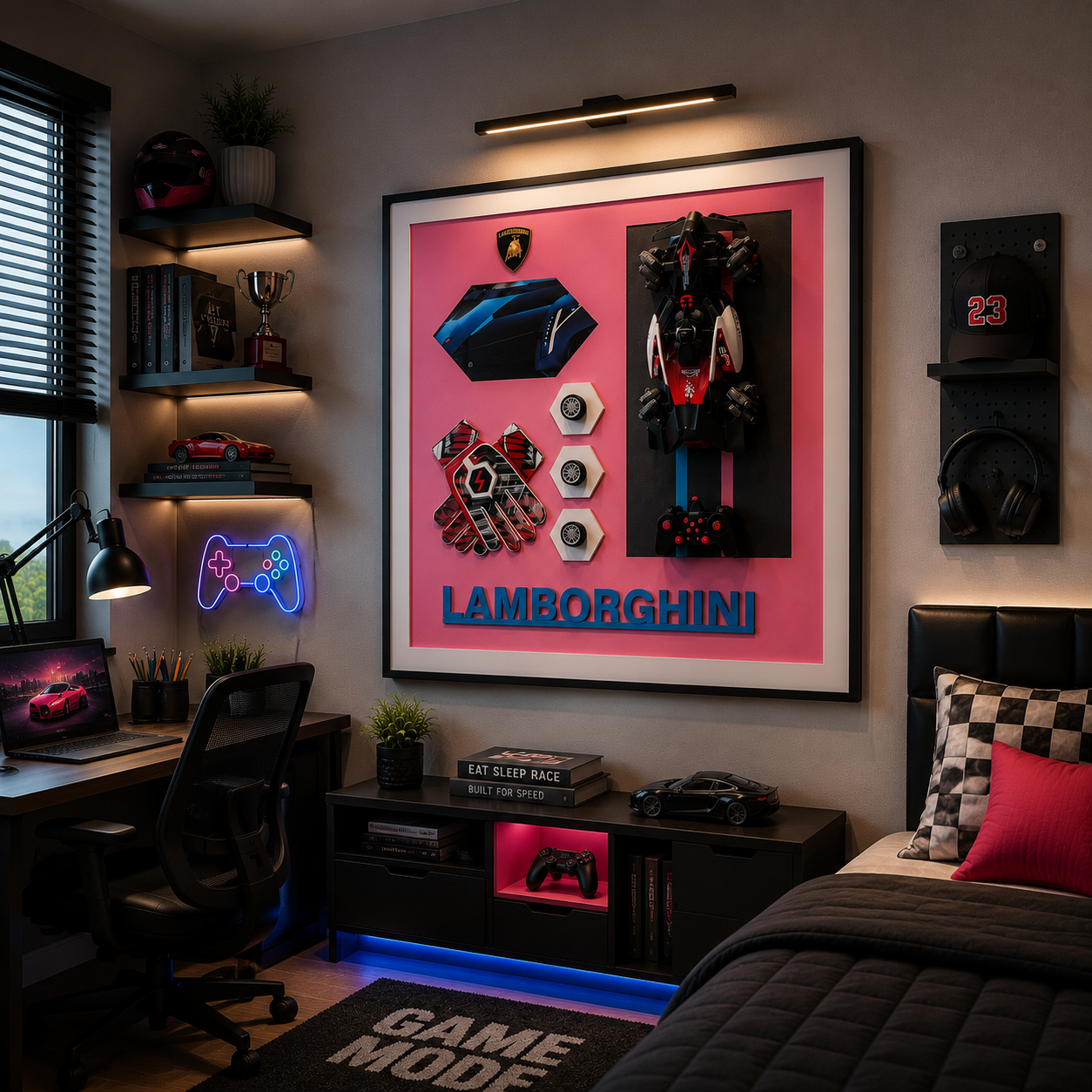 RC Racing Cars Premium Wall Painting – Lamborghini Supercar Gaming Edition (80×80 cm)