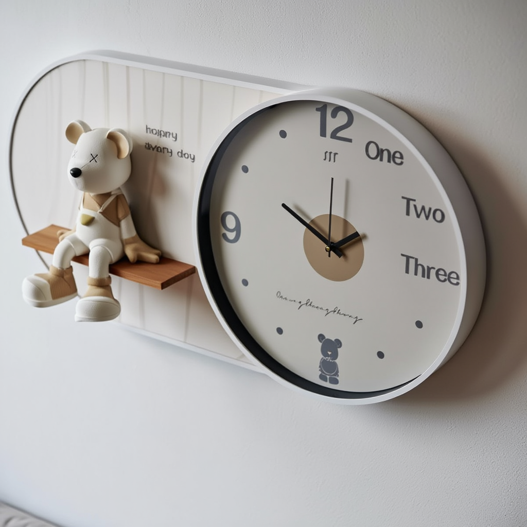 3d imported wall clock with metall framing