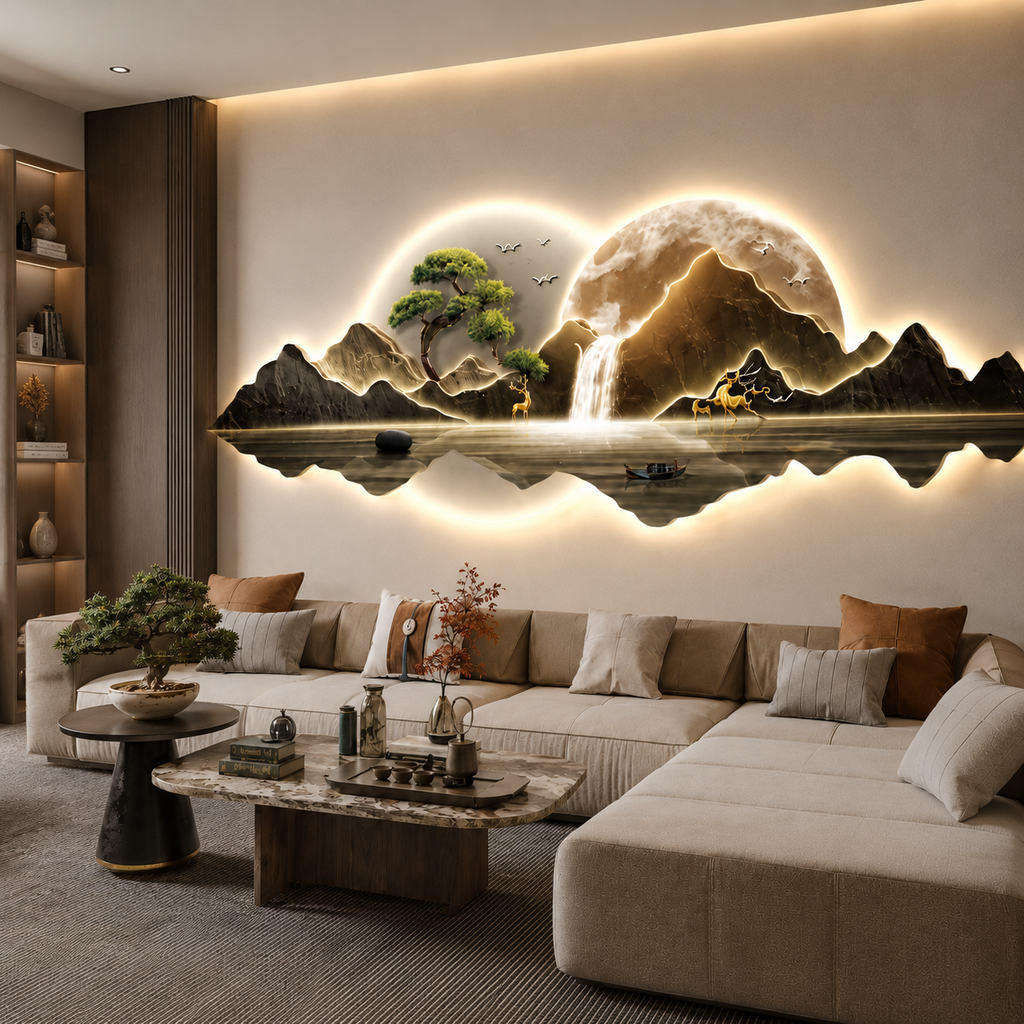 Luxury 3D Crystal Wall Decor with LED Lights