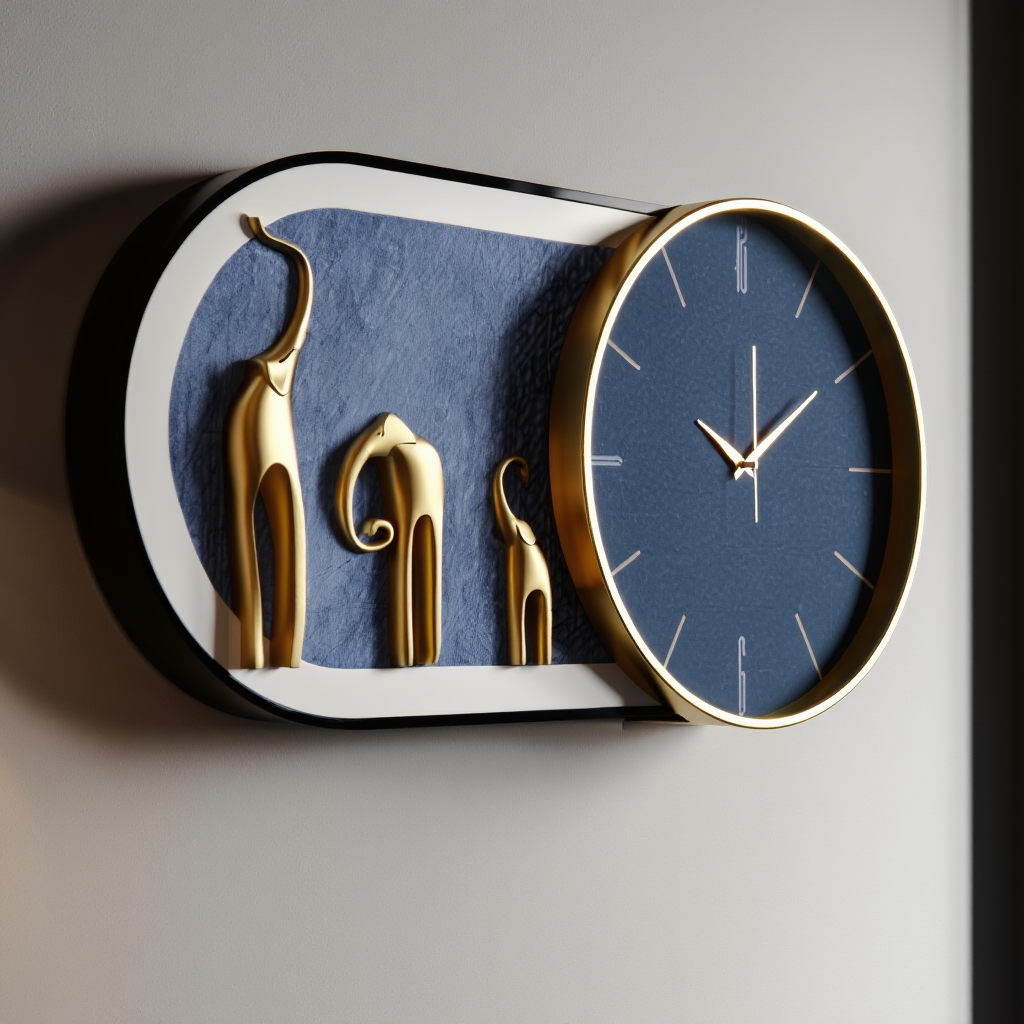3d imported wall clock with metall framing