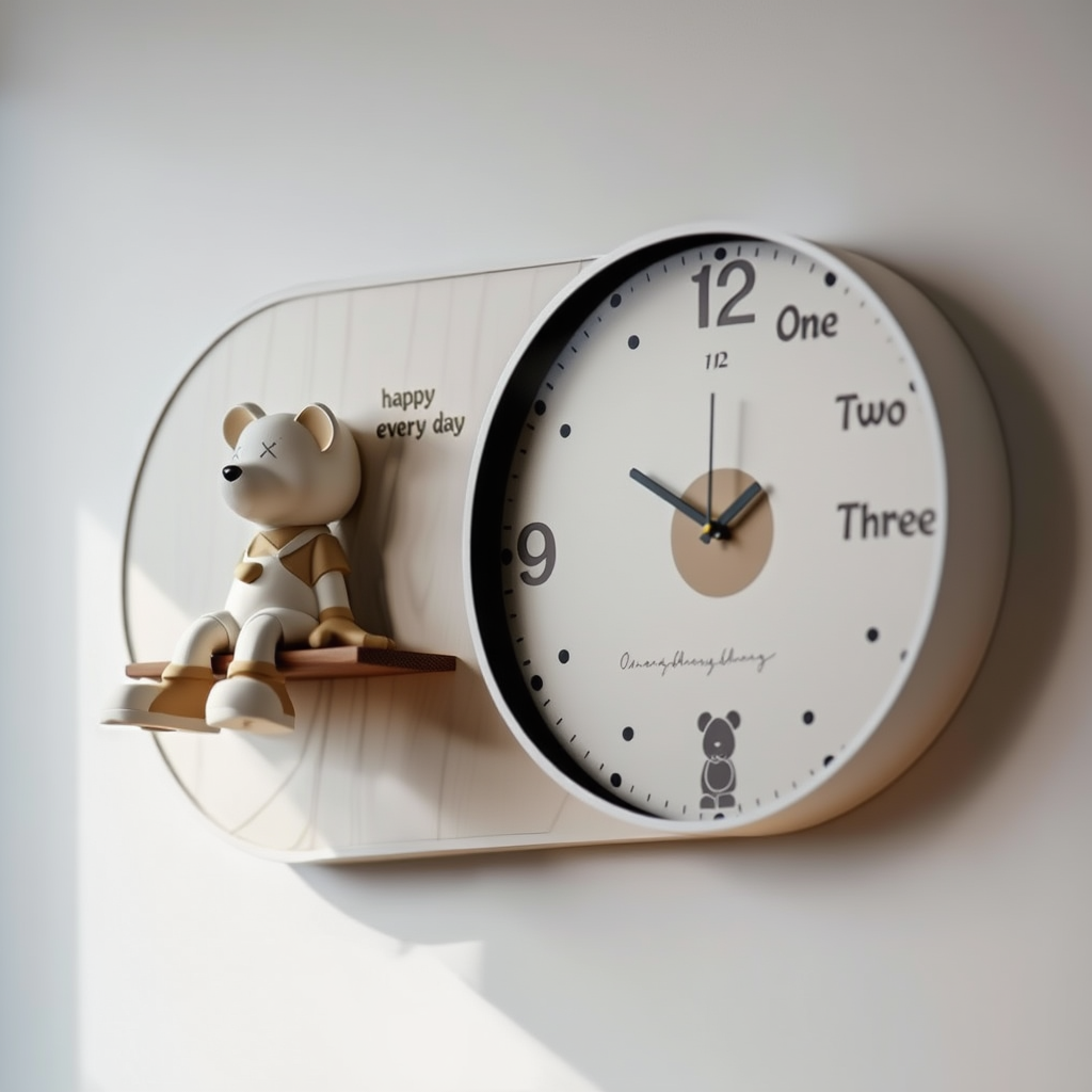 3d imported wall clock with metall framing