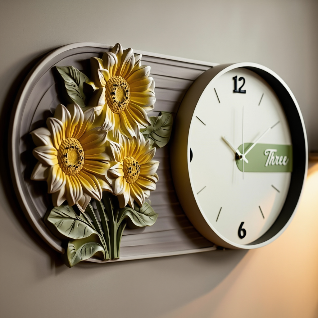 3d imported wall clock with metall framing