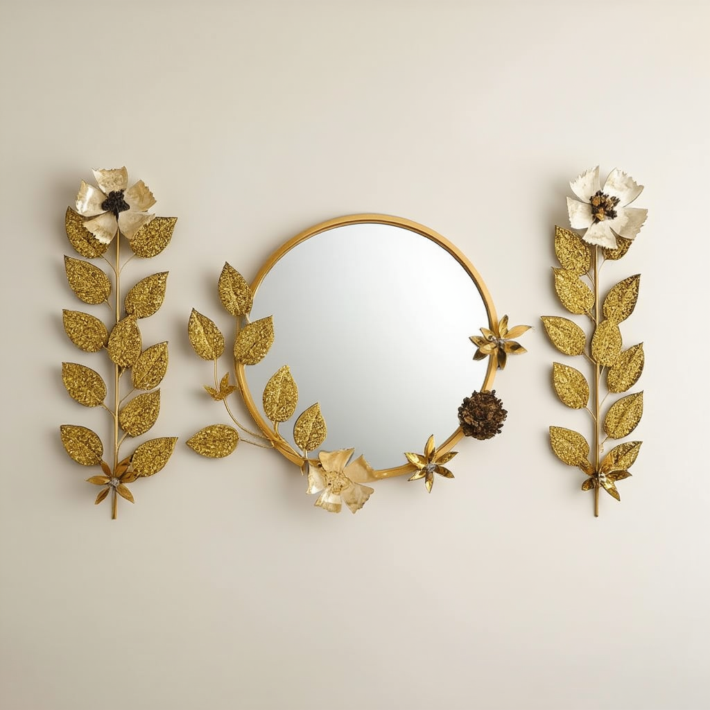 Golden Bloom Mirror Wall Art Set