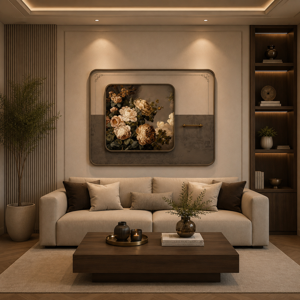 Premium Floral Leather Wall Painting – 90×70 cm