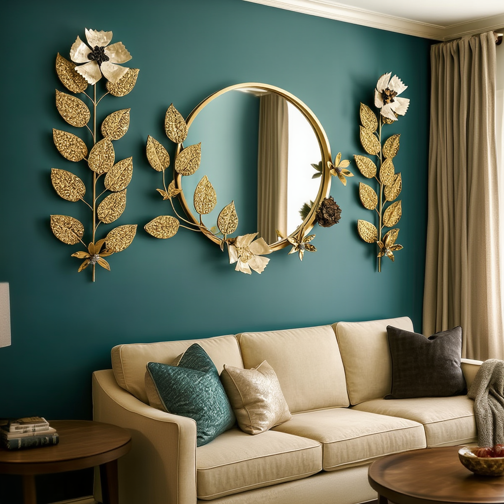 Golden Bloom Mirror Wall Art Set