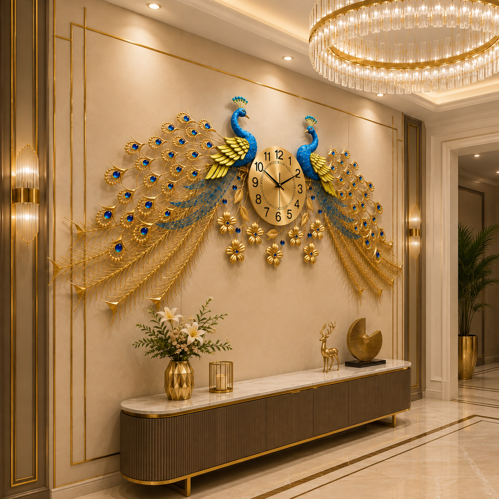Peacock wall clock