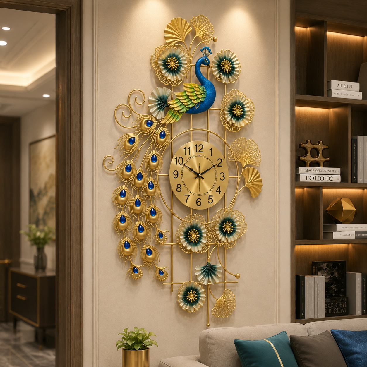 Elegant Grand Peacock Feather Peacock Wall Clocks