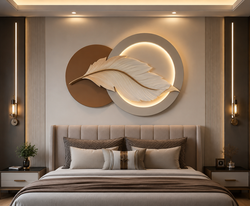 Relife Feather Glow LED Luxury Wall Decor - Premium Illuminated Modern Art
