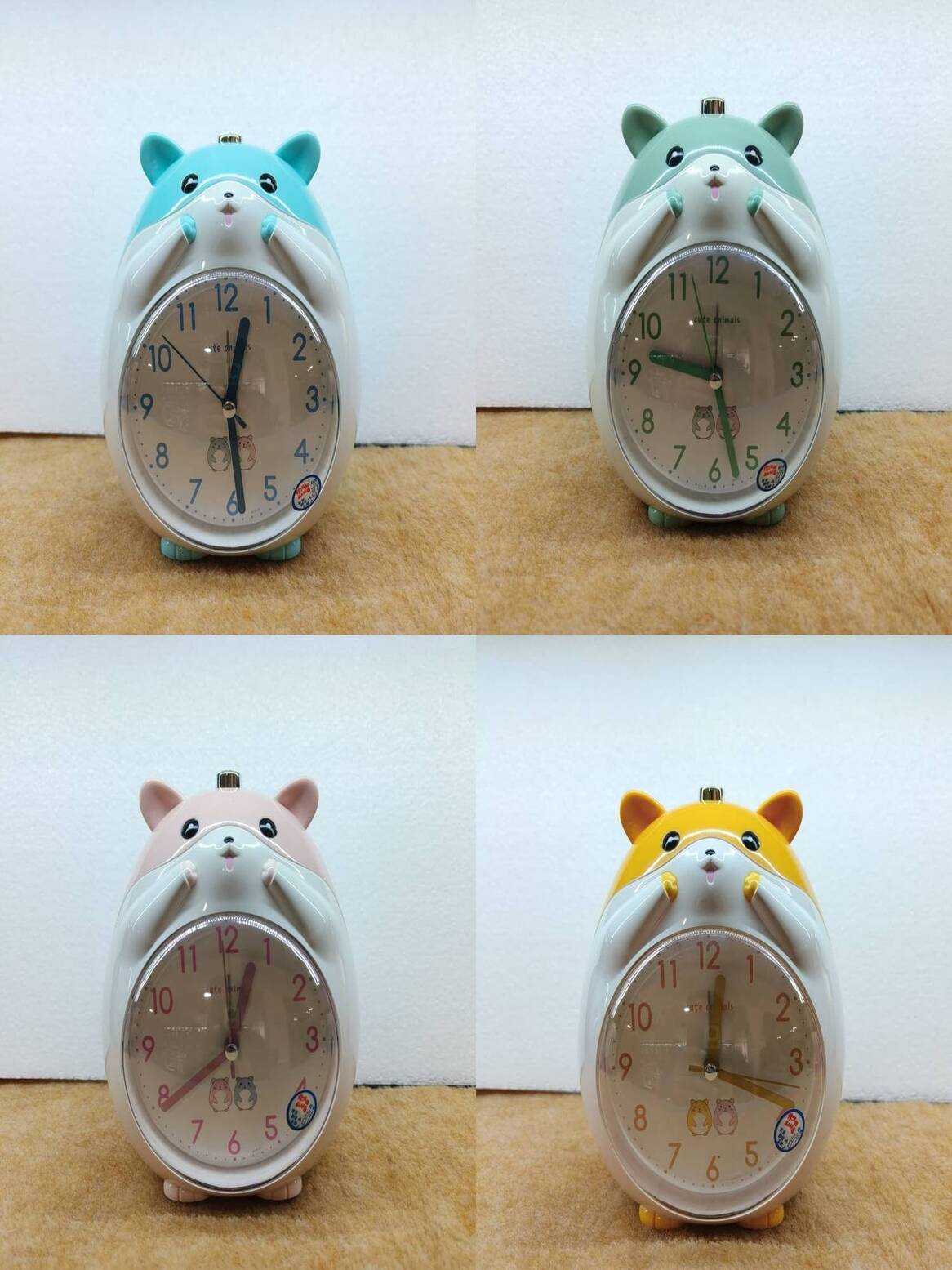 Table Clock Cute Hamster Design Analog Alarm Clock for Kids