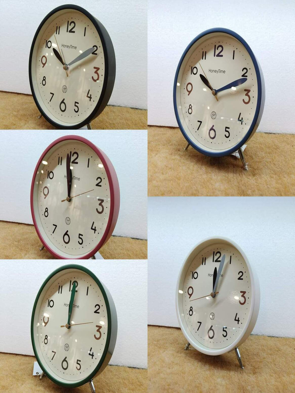 Table Clock Classic Round Analog Alarm Clock with Tripod Stand