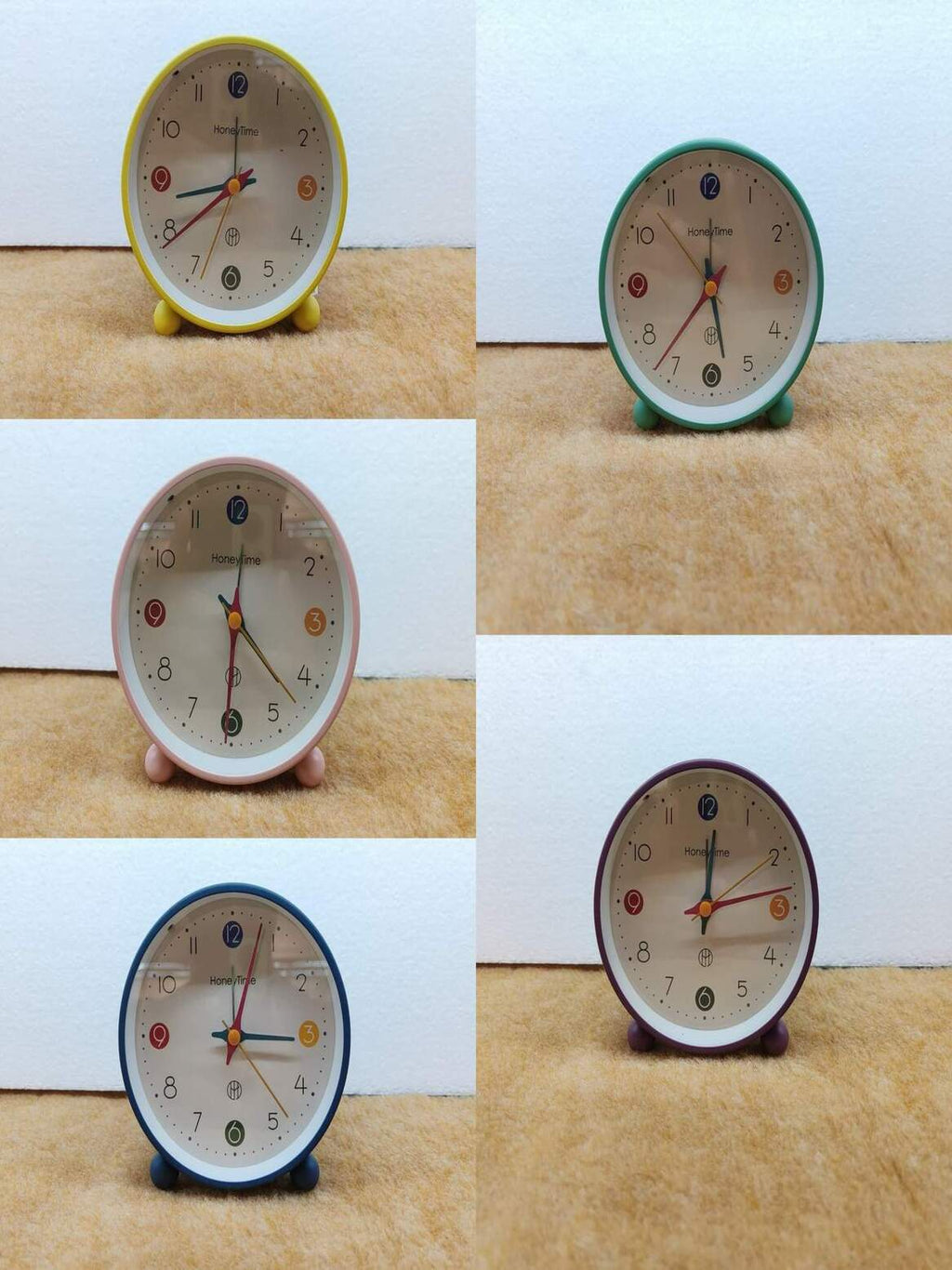 Table Clock Vibrant Minimalist Round Analog Alarm Clock - Single Bell