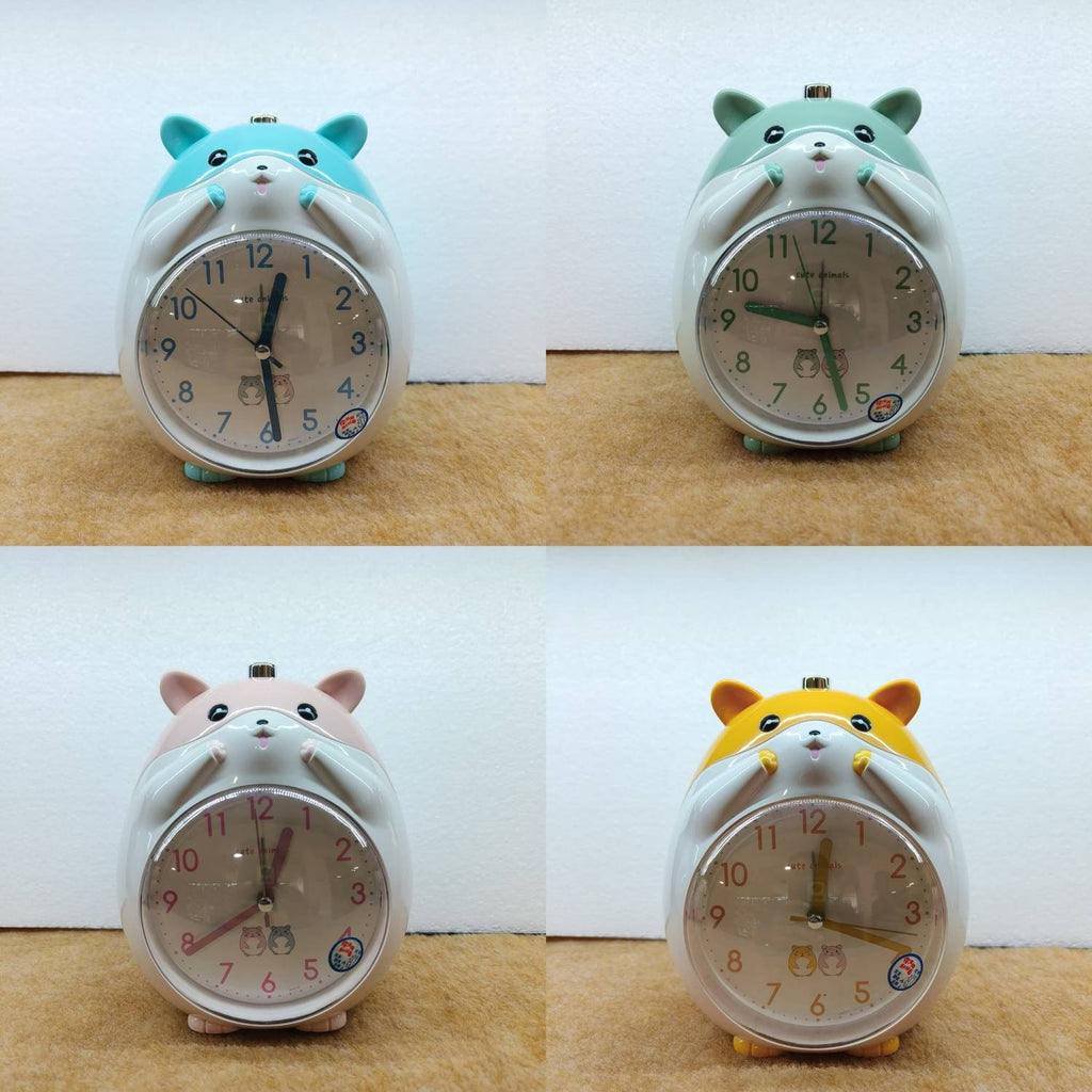 Table Clock Cute Hamster Design Analog Alarm Clock for Kids