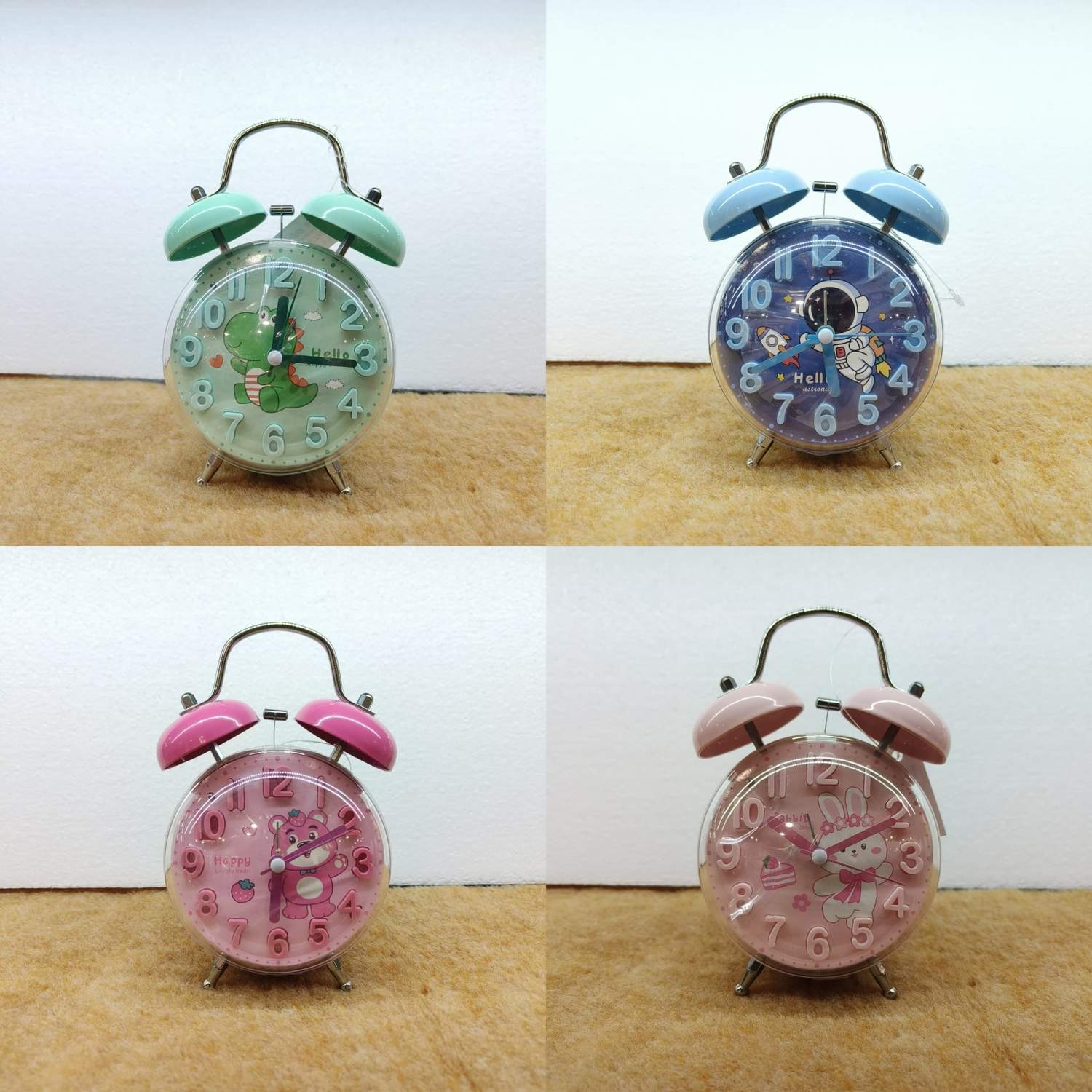 Table Clock Cute Cartoon Character Twin Bell Alarm Clock for Kids