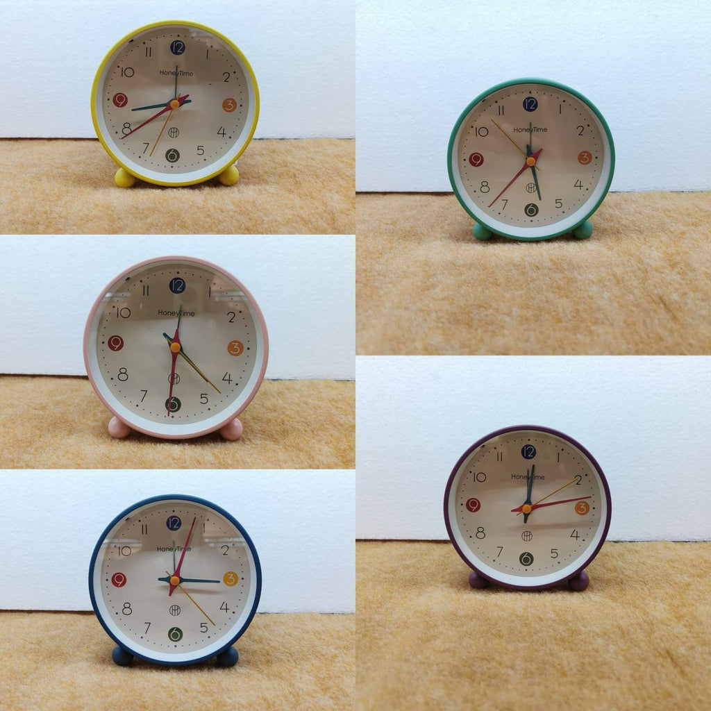 Table Clock Vibrant Minimalist Round Analog Alarm Clock - Single Bell