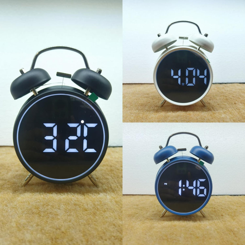 Table Clock Modern LED Digital Twin Bell Alarm Clock