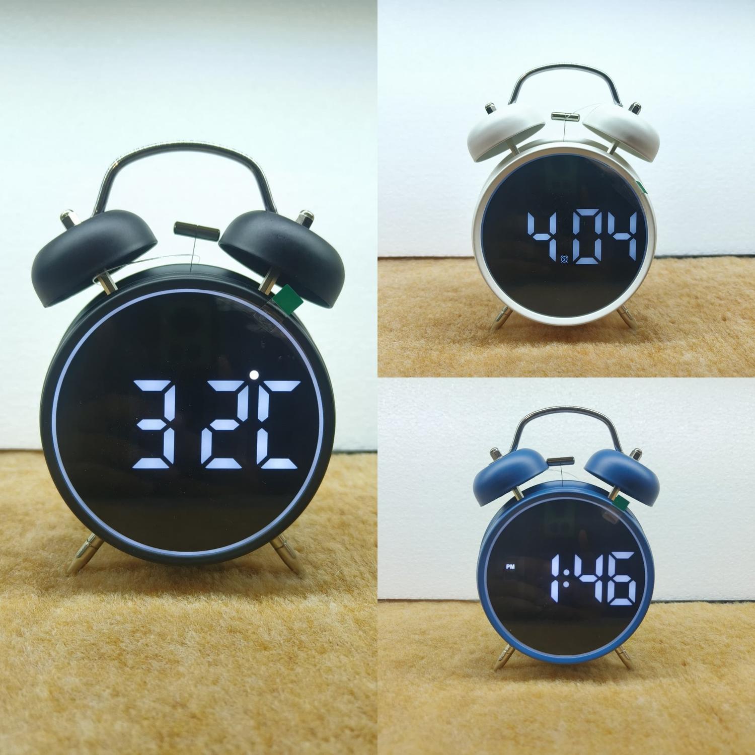Table Clock Modern LED Digital Twin Bell Alarm Clock