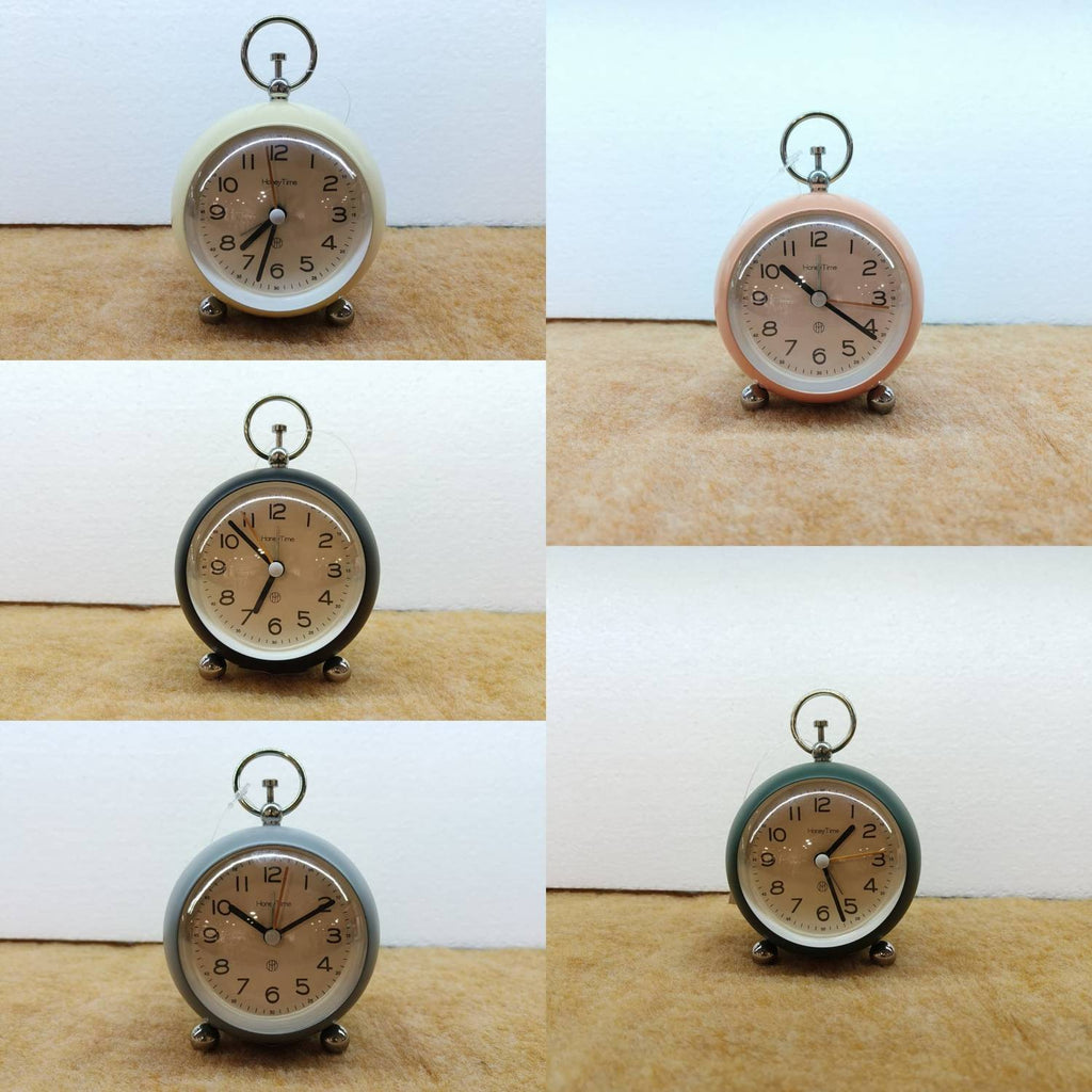 Table Clock Mini Retro Round Analog Alarm Clock - Pastel & Neutral Collection