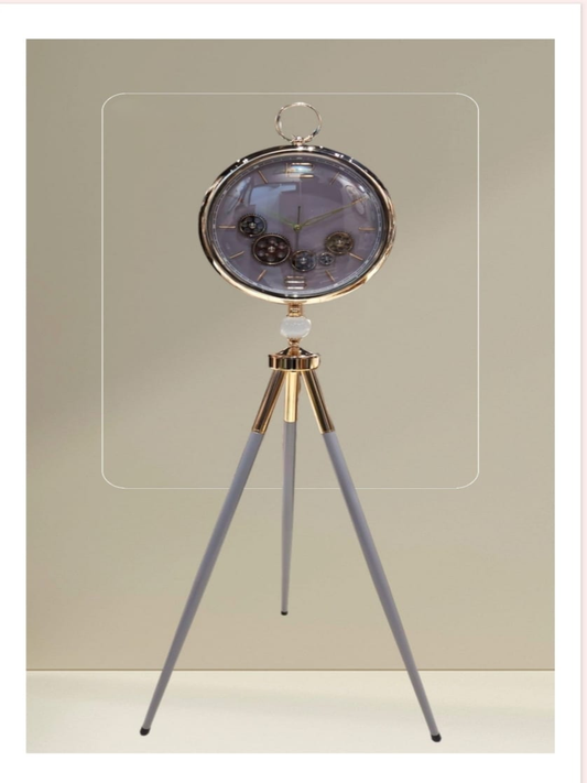 Tripod Clock Industrial Chic Exposed Gear