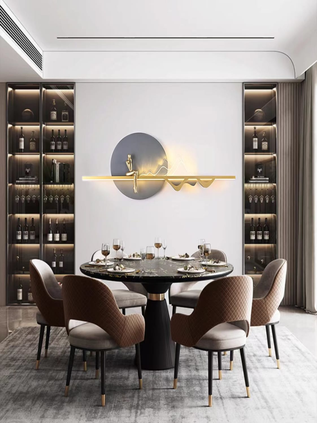 LED Metal Art Celestial Serenity Illuminated Metal Sculpture with Abstract Figure