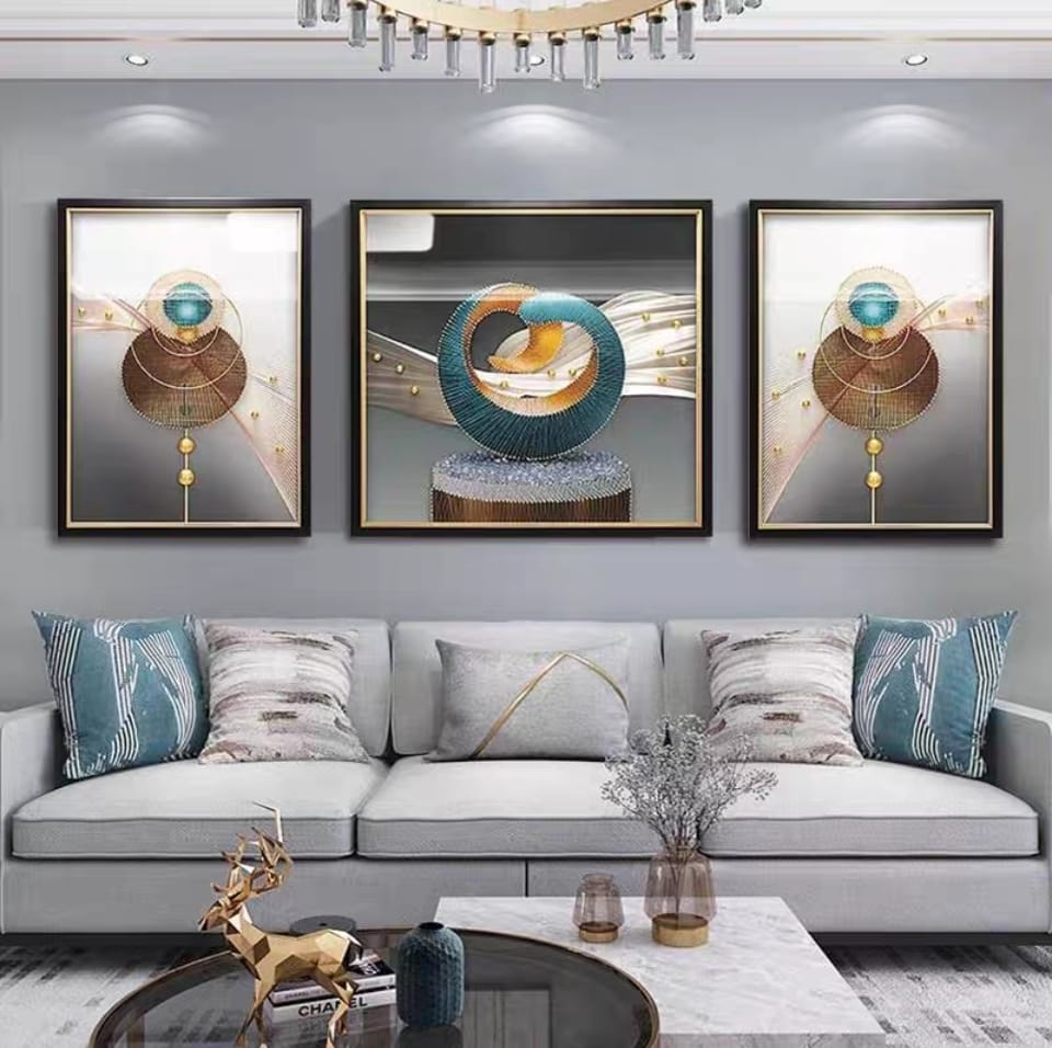 Shadow Box Paintings Modern Abstract Cosmic Harmony 3D Shadow Box Wall Art Set