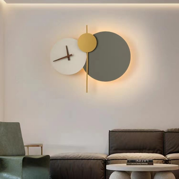 LED Metal Art Lunar Eclipse Modern LED Wall Clock Abstract Metal Art with Ambient Lighting