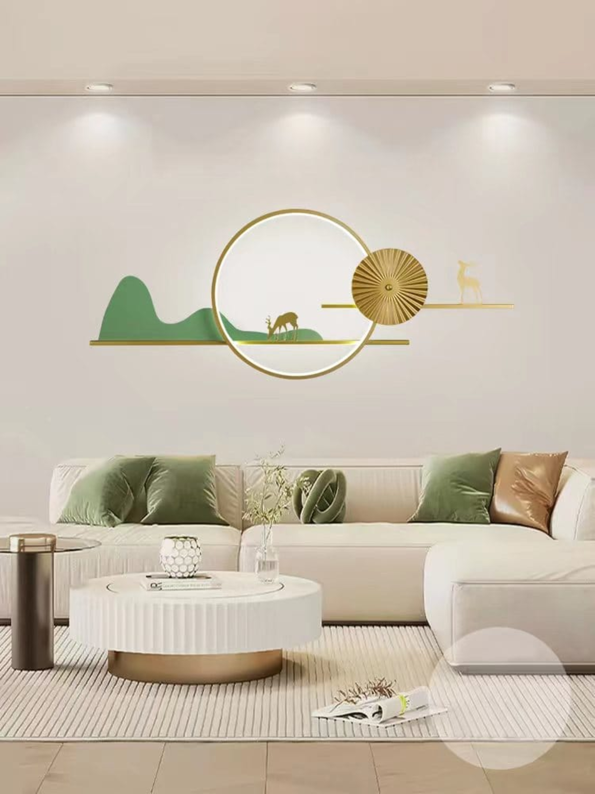 LED Metal Art Golden Horizon Abstract Deer & Mountain Lighted Wall Decor