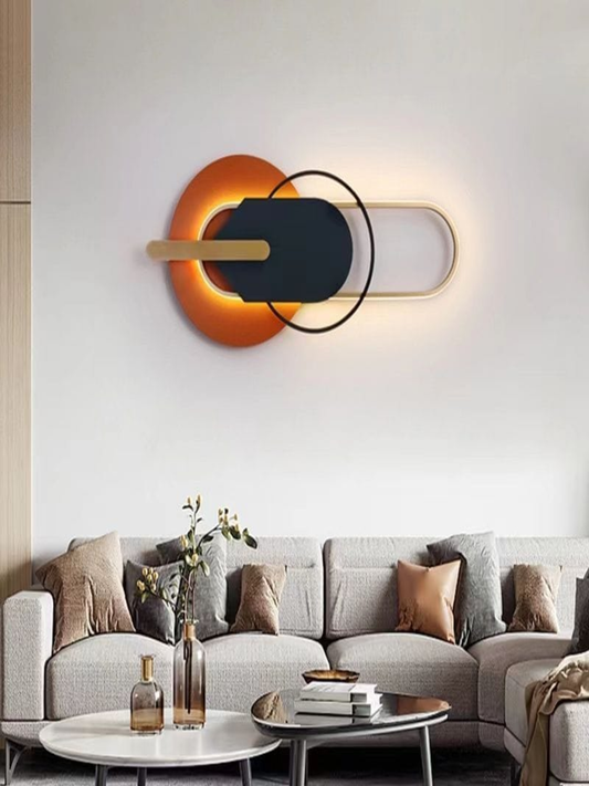 Intersecting Forms Modern LED Wall Sculpture with Ambient Backlight LED Metal Art